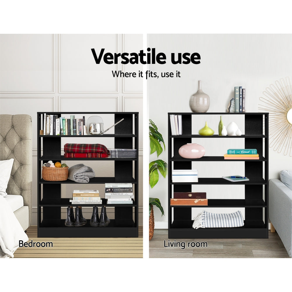 Shoe Rack Cabinet 30 Pairs 6-Tier Shelf Black