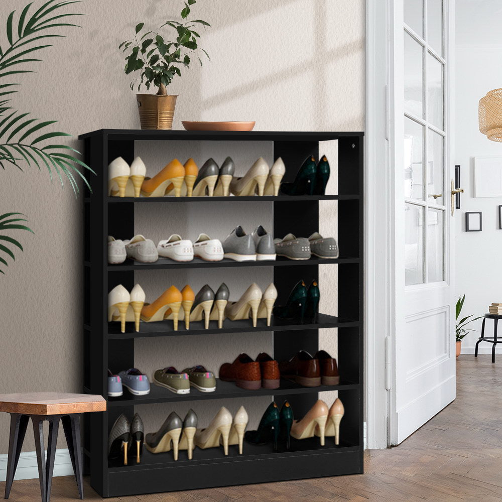 Shoe Rack Cabinet 30 Pairs 6-Tier Shelf Black
