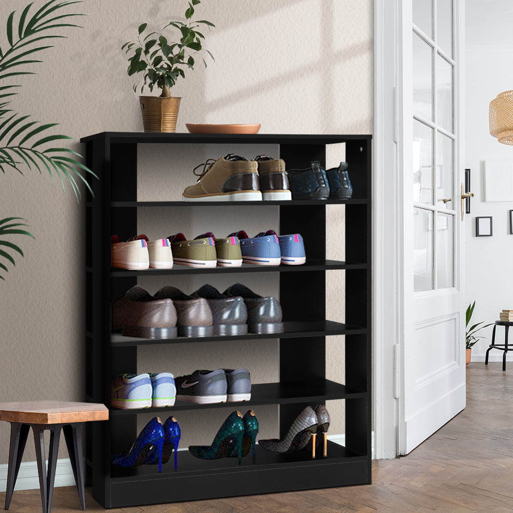 Shoe Rack Cabinet 30 Pairs 6-Tier Shelf Black