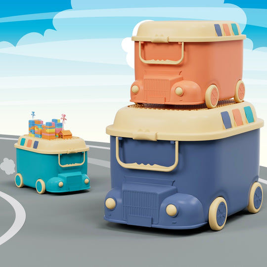 3PCS Toy Storage Box Cute Car Toy Container Kids Toys