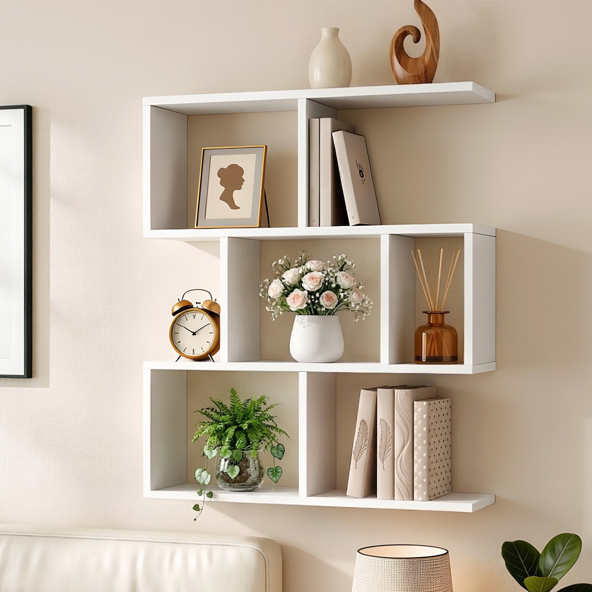 Artiss Floating Wall Shelf 3-Tier Bookshelf White | Simpledeals