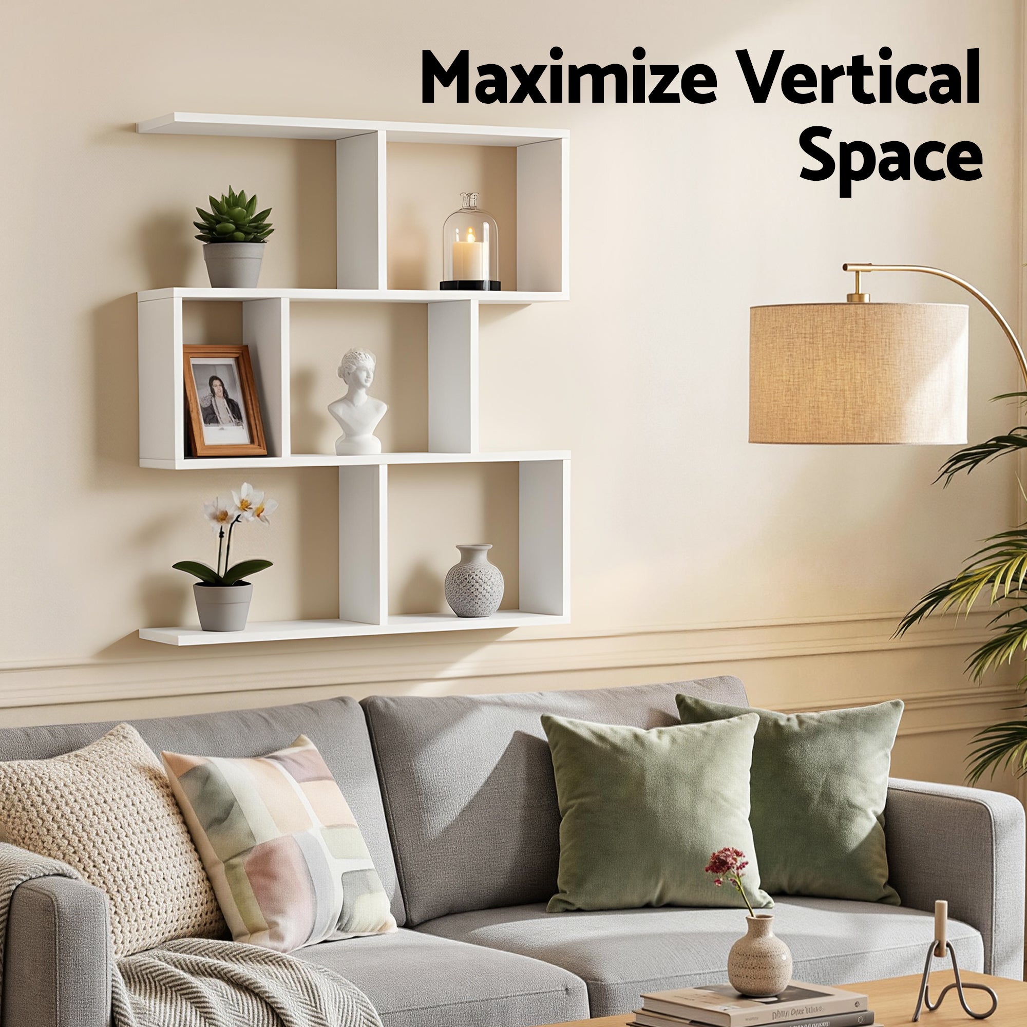 Artiss Floating Wall Shelf 3-Tier Bookshelf White | Simpledeals