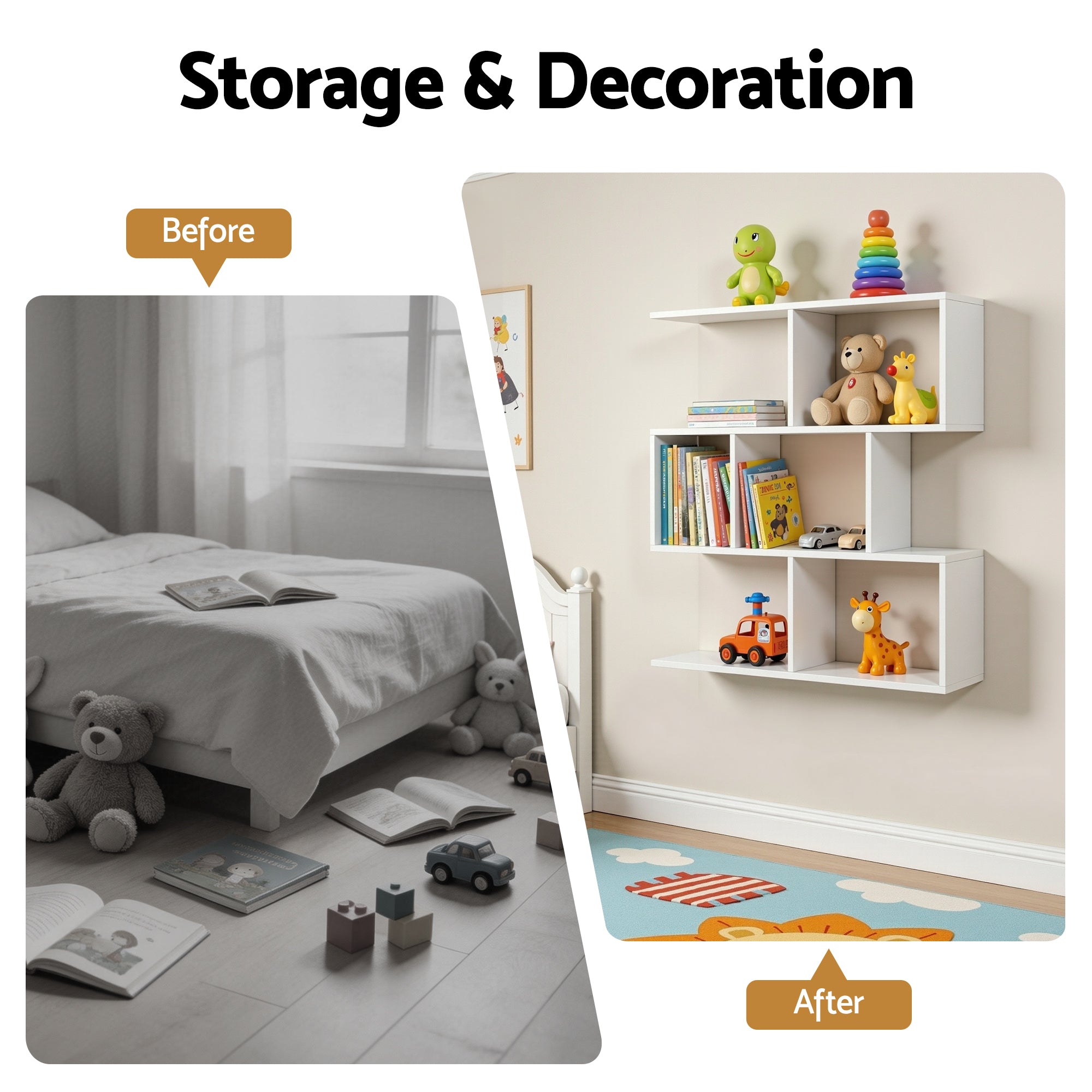 Artiss Floating Wall Shelf 3-Tier Bookshelf White | Simpledeals