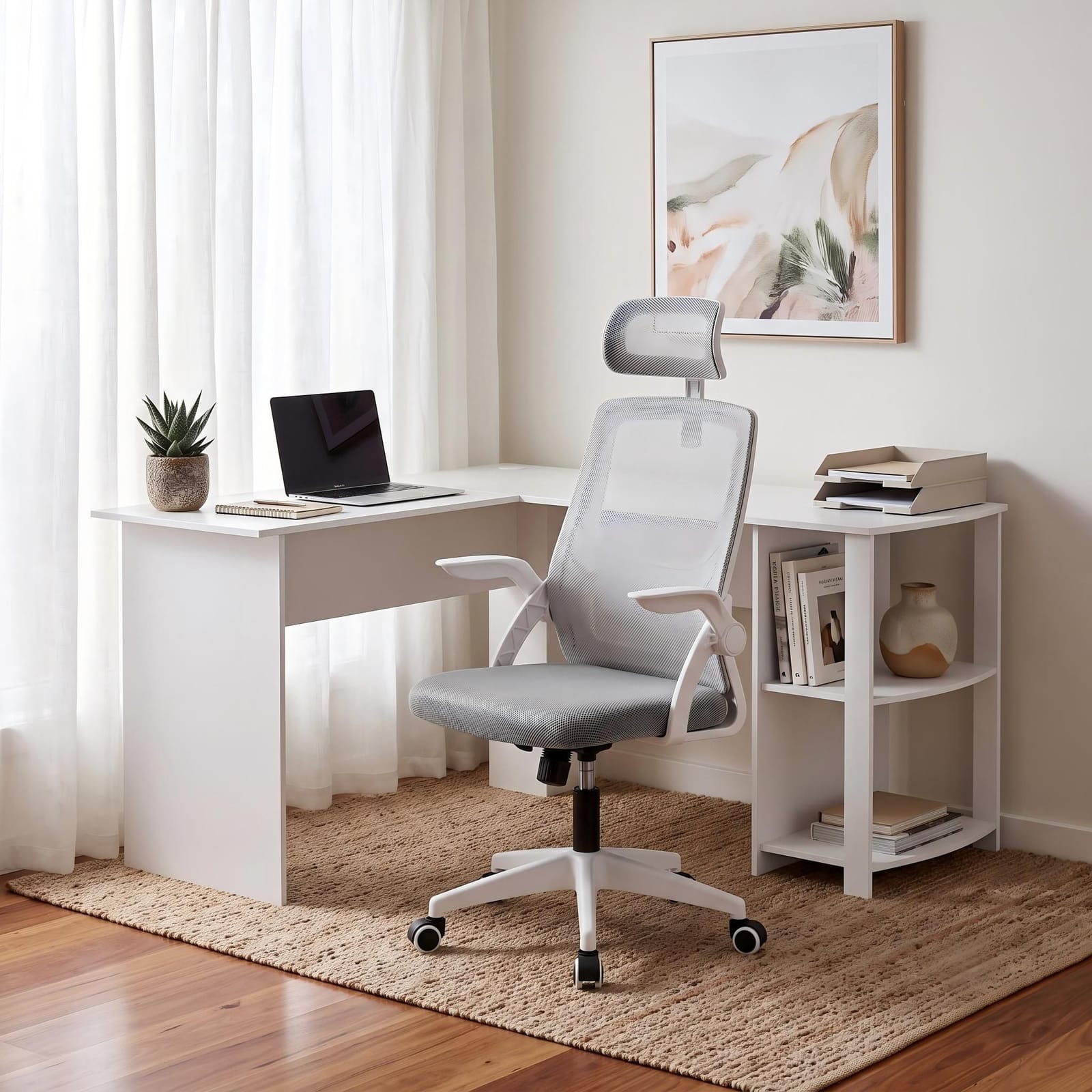 L Shaped Desk Set With Chair 136x130x72.5cm