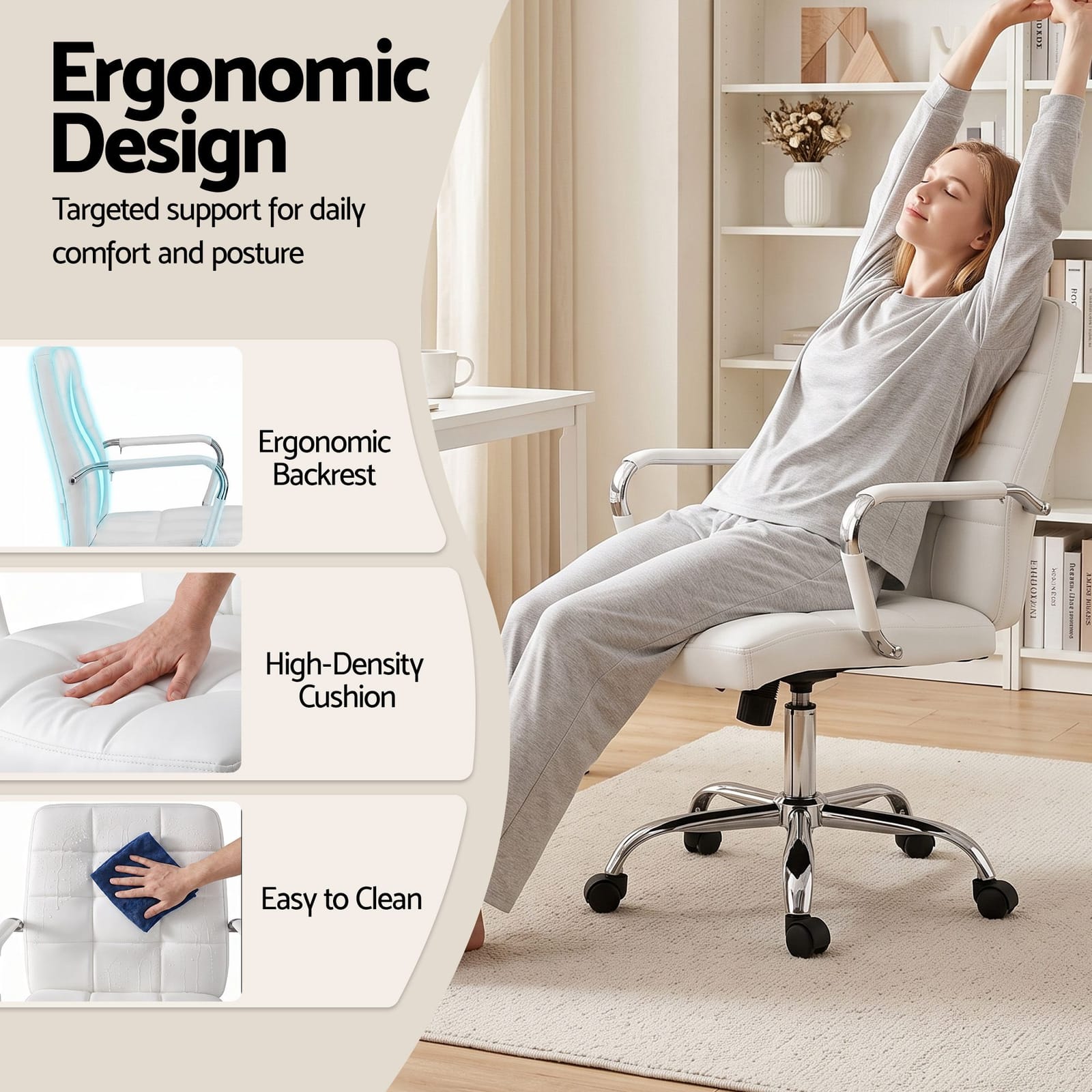Computer Desk Set White 100x60x74cm