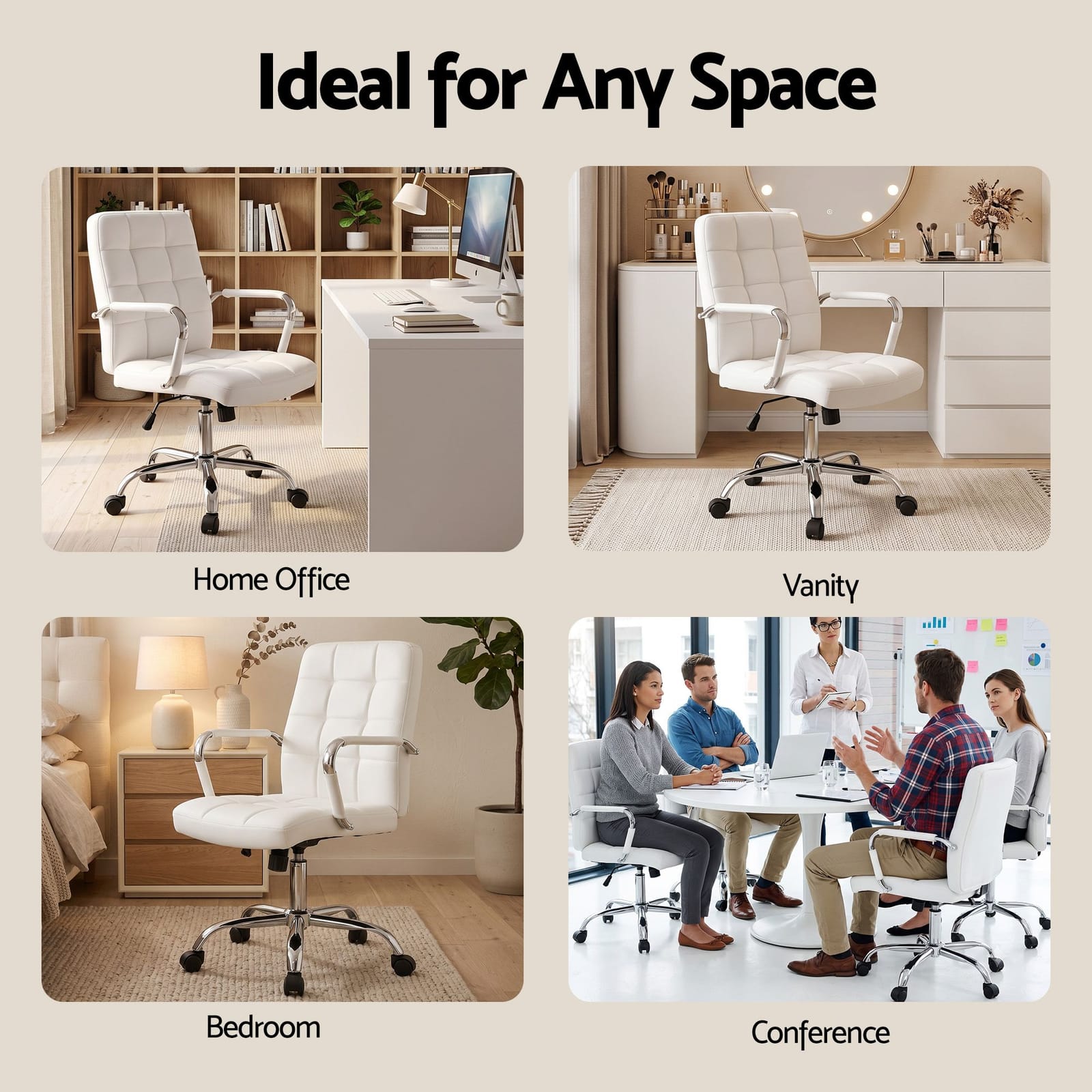 Computer Desk Set White 100x60x74cm