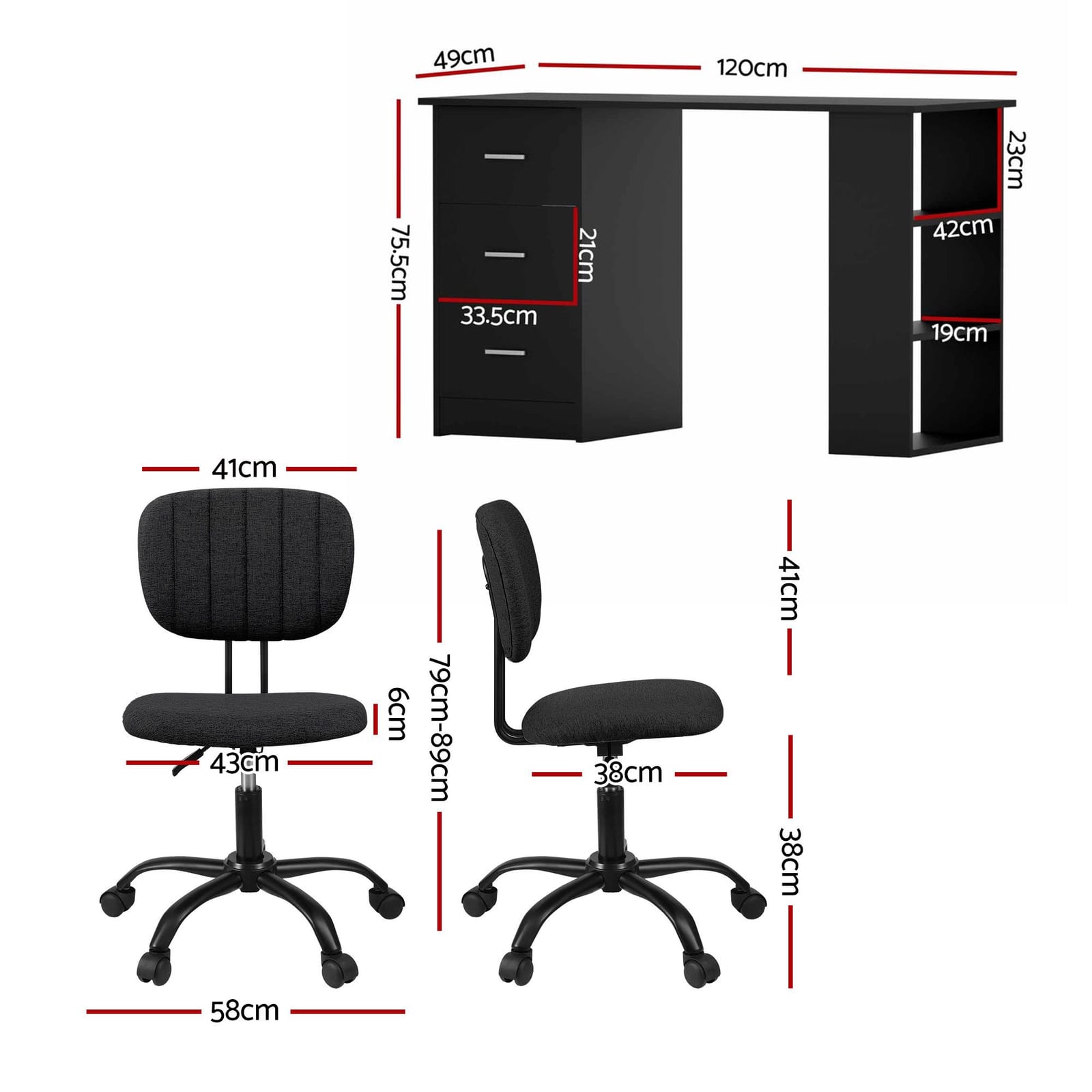 Computer Desk Set 120cm 120x49x75.5cm