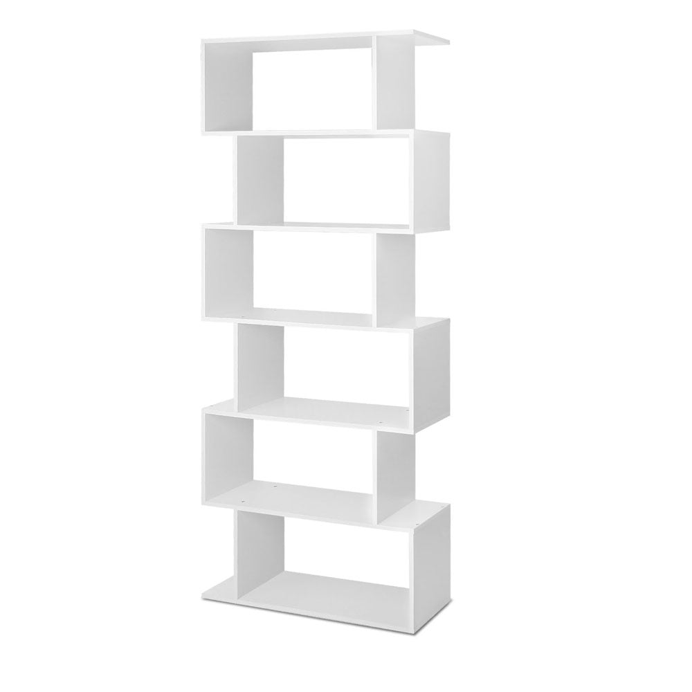 6-Tier Bookshelf Riva White Storage Display Shelving Unit