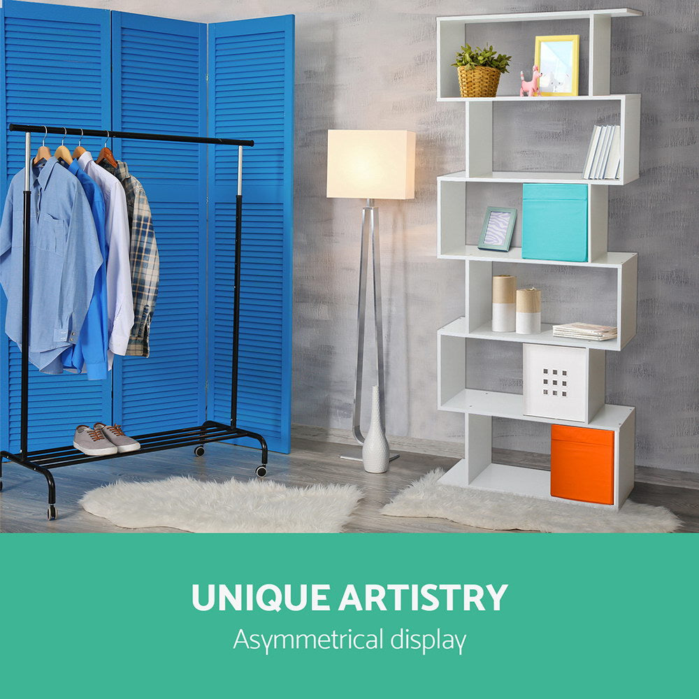 6-Tier Bookshelf Riva White Storage Display Shelving Unit