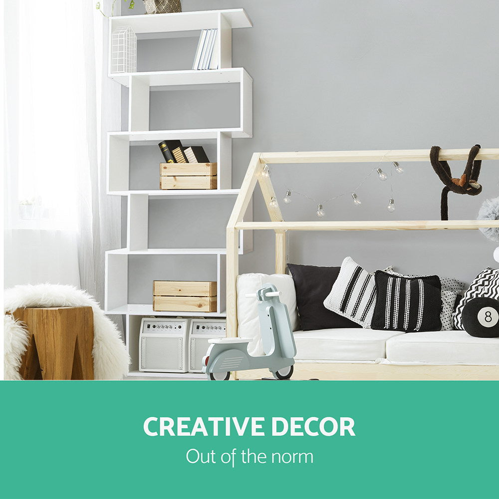 6-Tier Bookshelf Riva White Storage Display Shelving Unit