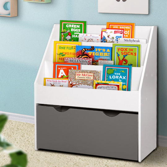 3 Tiers Kids Bookshelf Magazine Rack Children Bookcase Organiser Storage - Keezi Shelf Wooden White