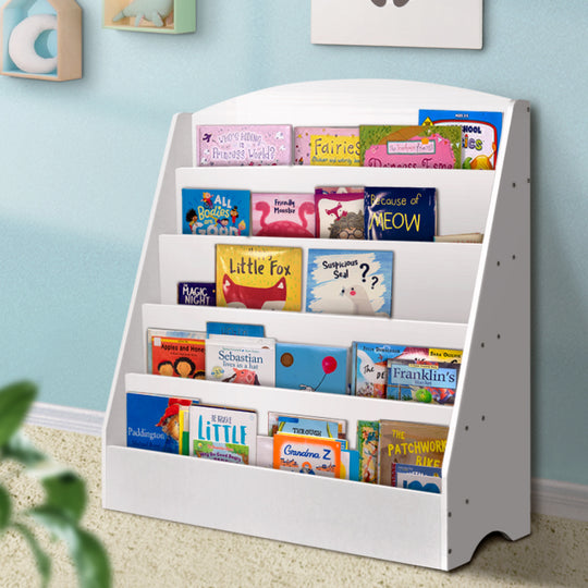 5 Tiers Kids Bookshelf Magazine Shelf Organiser Bookcase Display Rack White - Artiss Tier Furni Book