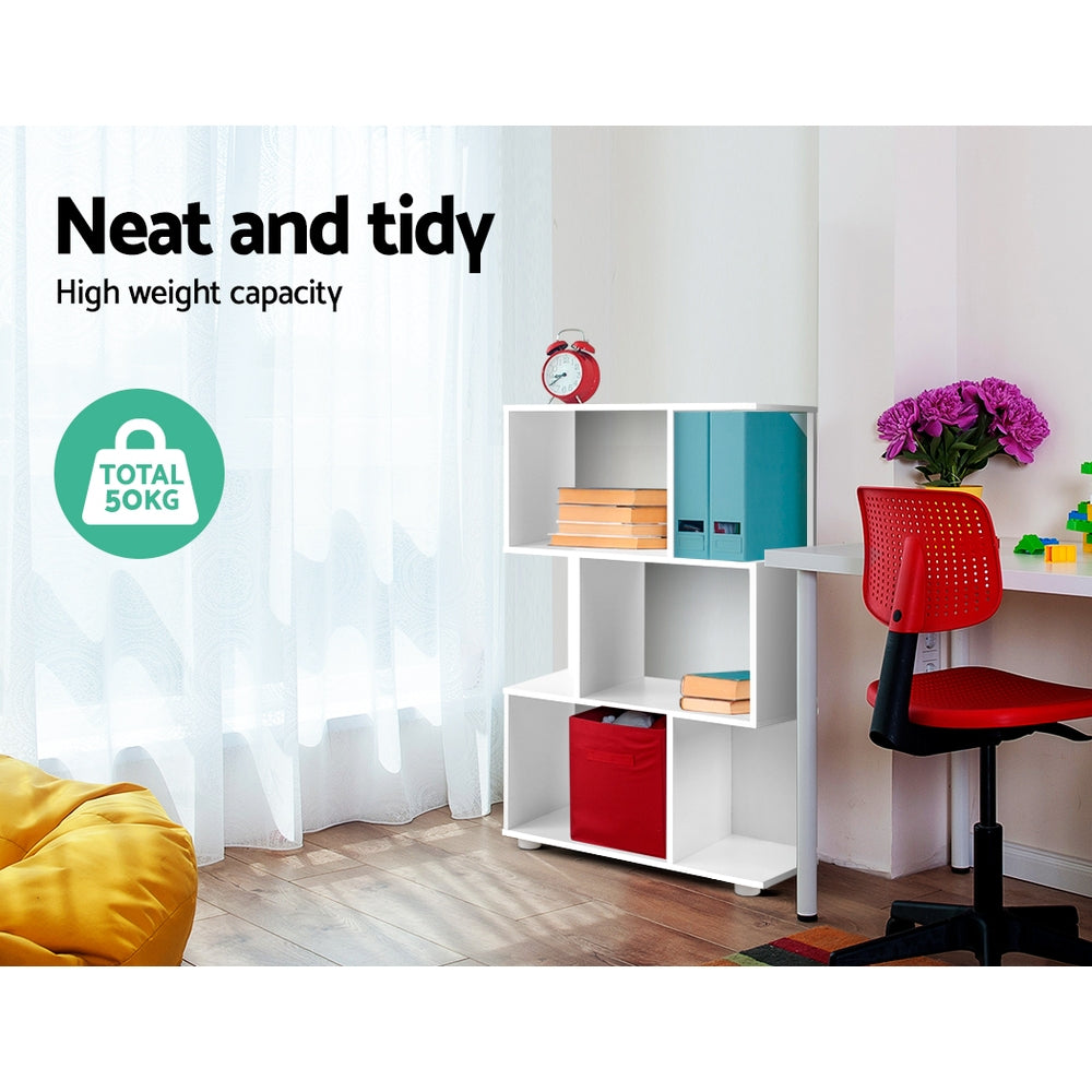3 Tier Bookshelf White Zig Zag Display Shelf Storage Unit