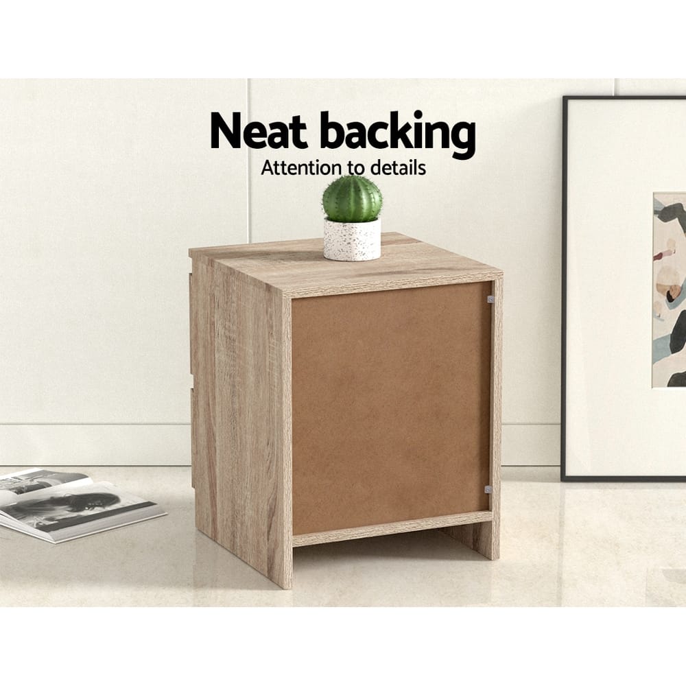 Bedside Table 2 Drawers Oak 40x39.5x50cm