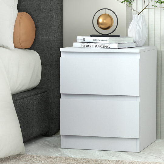 Bedside Table 2 Drawers - PEPE White - Artiss Cabinet Lamp Side
