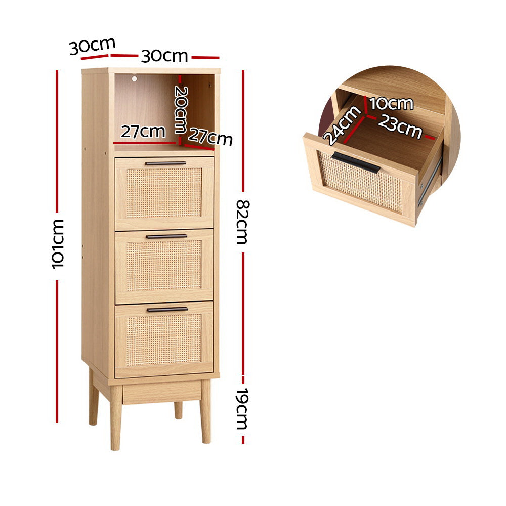 3 Chest of Drawers Rattan Furniture Cabinet Storage