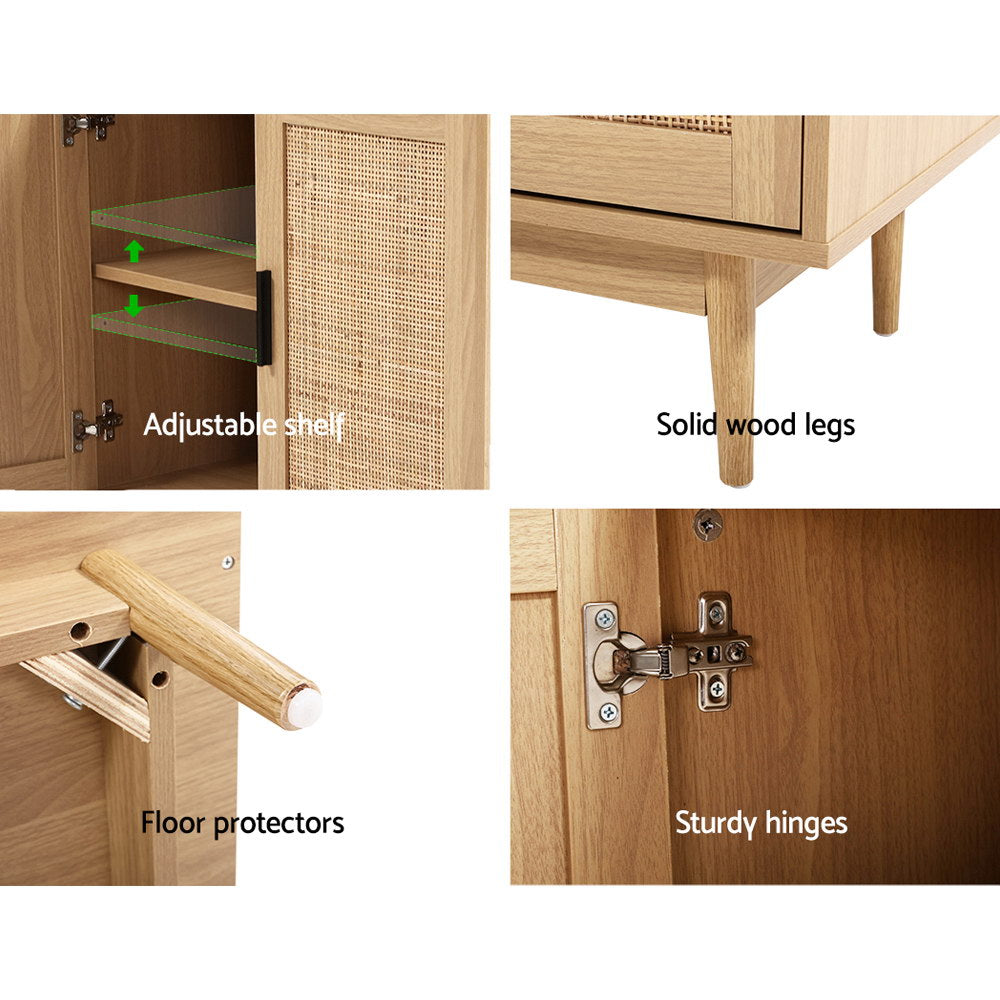 Rattan Buffet Sideboard 2 Doors - Briony Oak