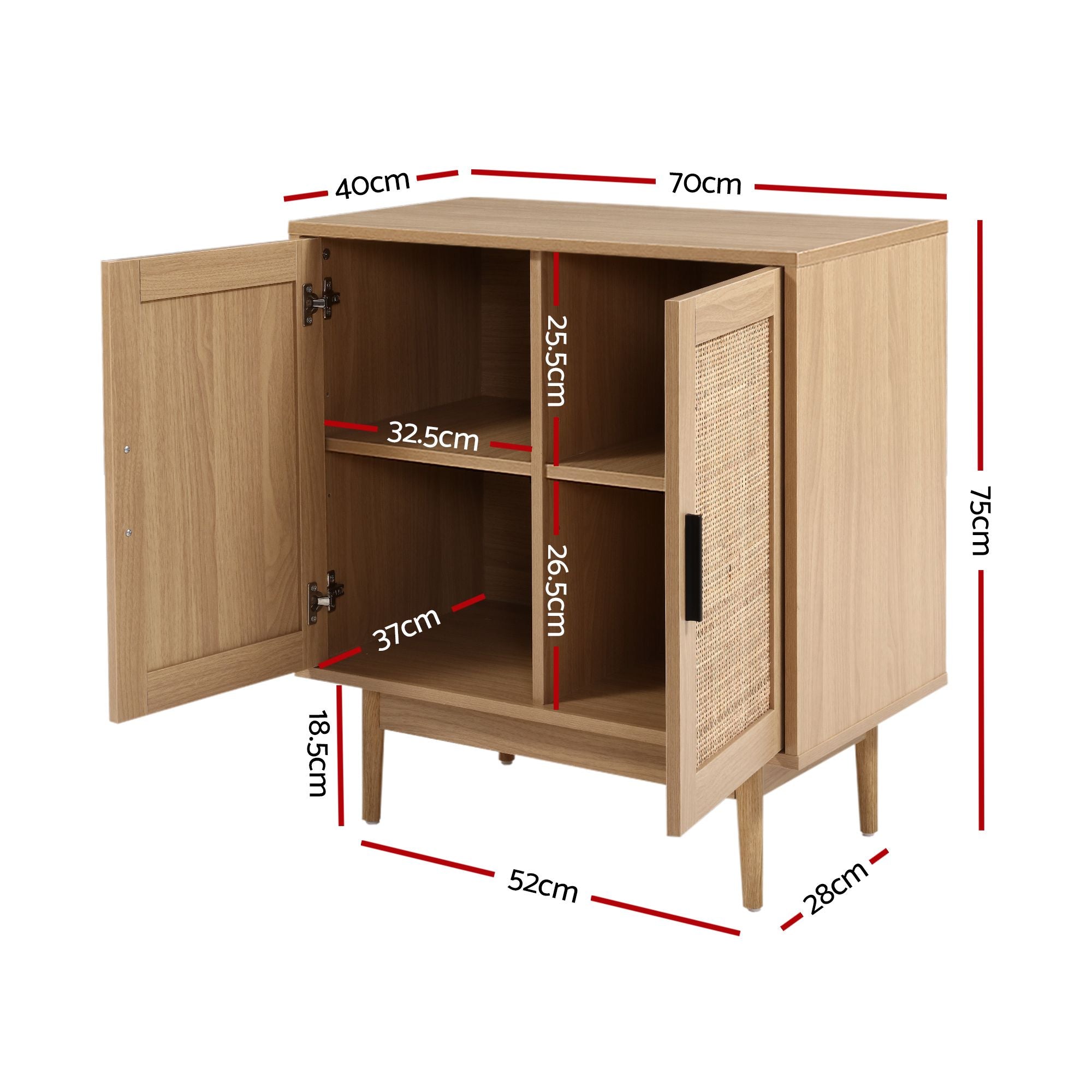 Rattan Buffet Sideboard Cabinet Set of 2 | Simpledeals