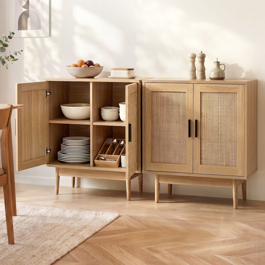 Rattan Buffet Sideboard Cabinet Set of 2 - Buffets & Sideboards