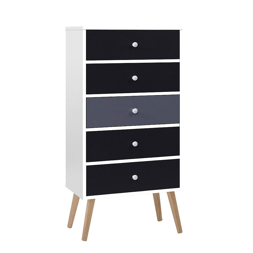 5 Chest of Drawers Dresser Table Tallboy Storage Cabinet Furniture Black