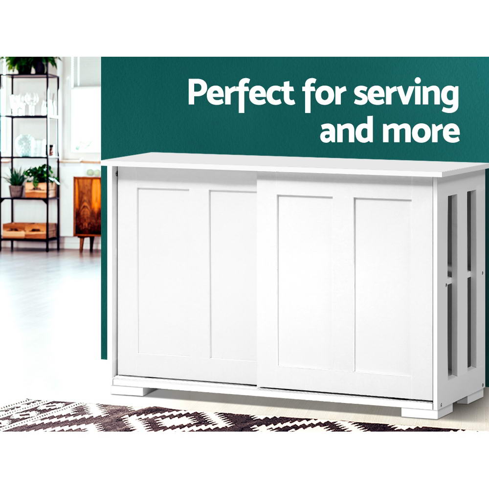 Buffet Sideboard Sliding Doors - Sera White | Artiss Cabinet Storage Shelf