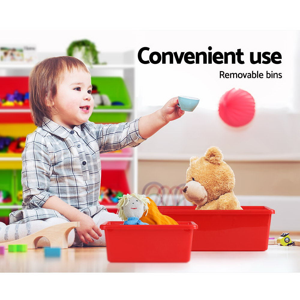 8 Bins Kids Toy Box Storage Organiser Display Bookshelf Drawer Cabinet
