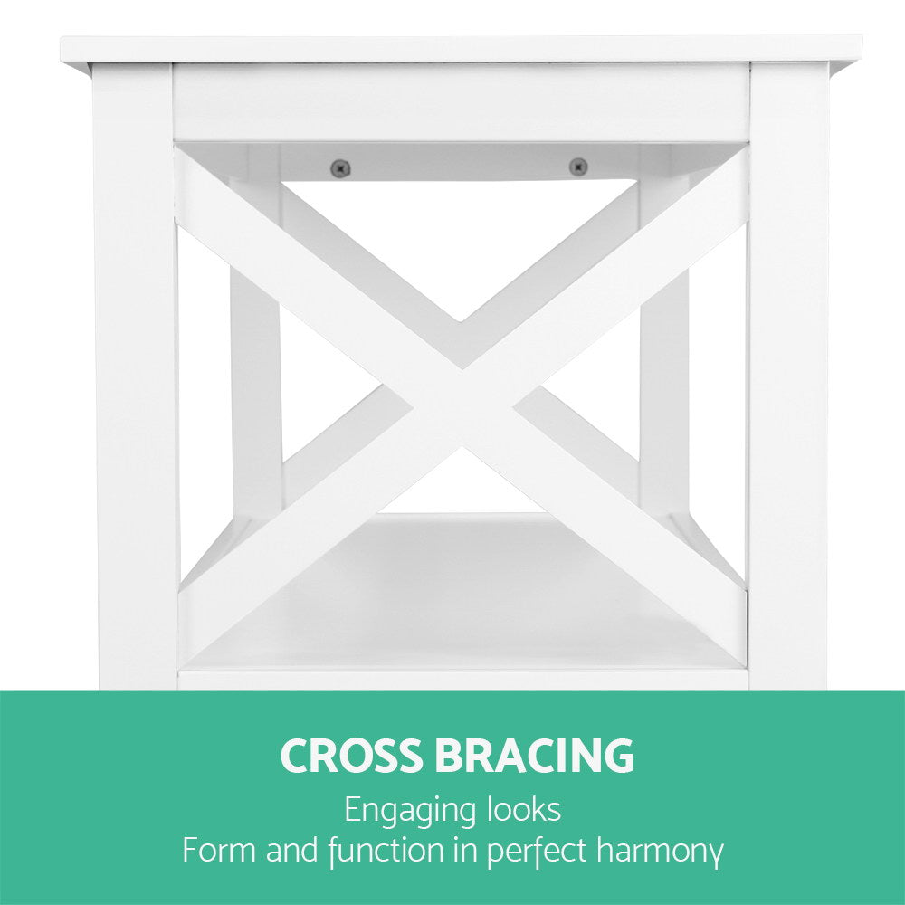 3 Tier Console Table White Poly Modern Storage Hallway Sofa Table