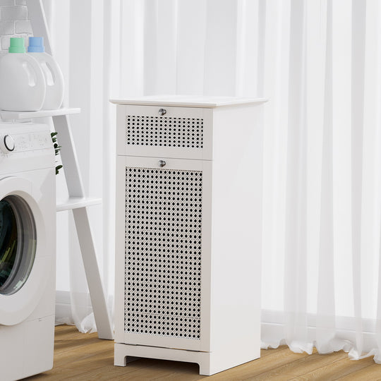 Laundry Hamper Cabinet Bathroom Storage White Rattan