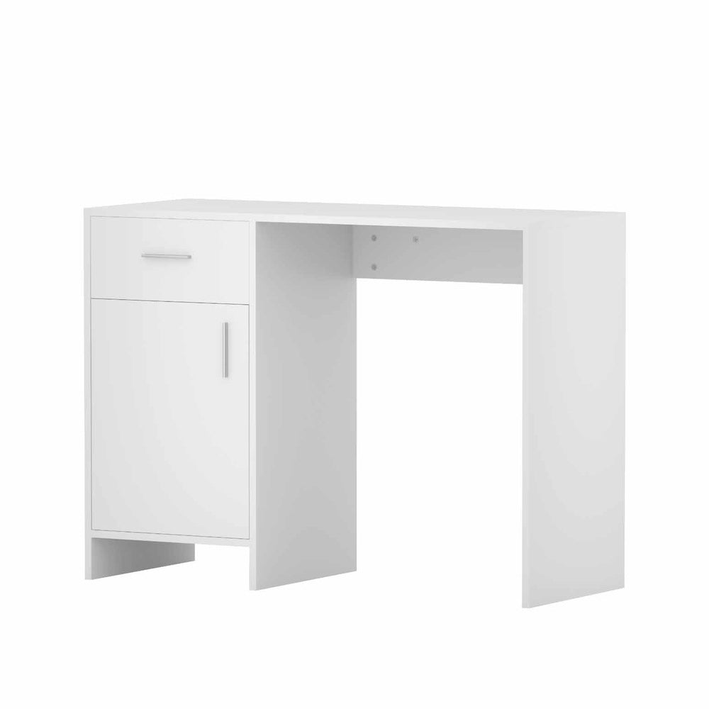 White Computer Desk 100cm with Drawer Cabinet Study Office Work Table