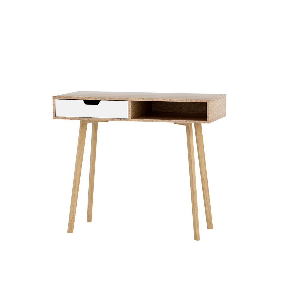 Computer Desk Drawer Cabinet Shelf Oak 90Cm