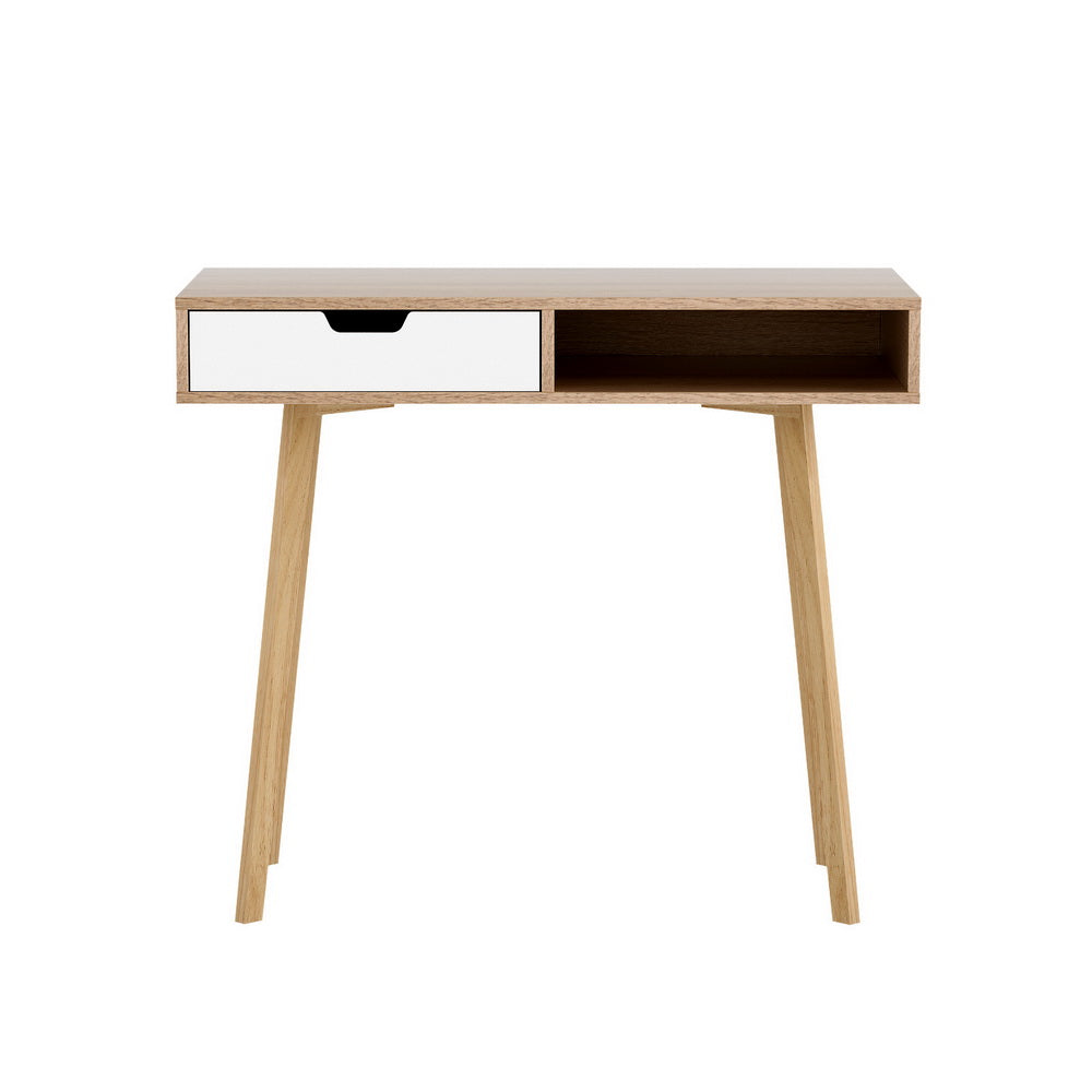 Computer Desk Drawer Cabinet Shelf Oak 90Cm