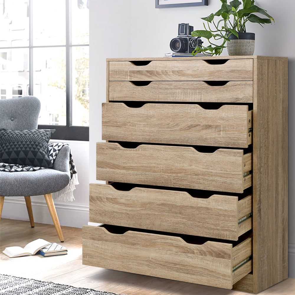 6-Drawer Chest of Drawers Myla Oak Storage Cabinet Bedroom Unit