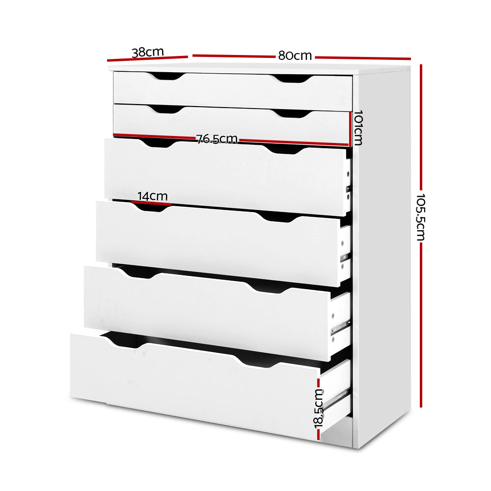 6 Chest of Drawers Myla White Modern Storage Cabinet Bedroom Organizer