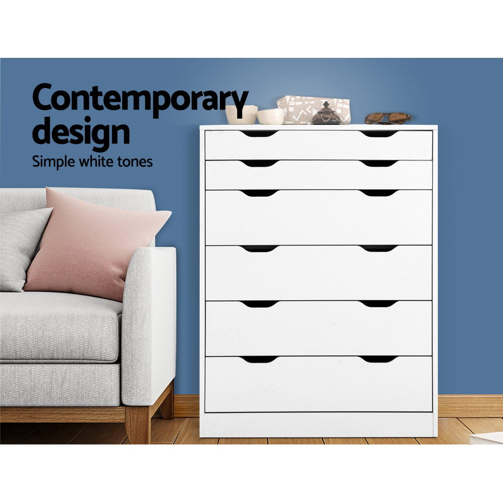 6 Chest of Drawers Myla White Modern Storage Cabinet Bedroom Organizer