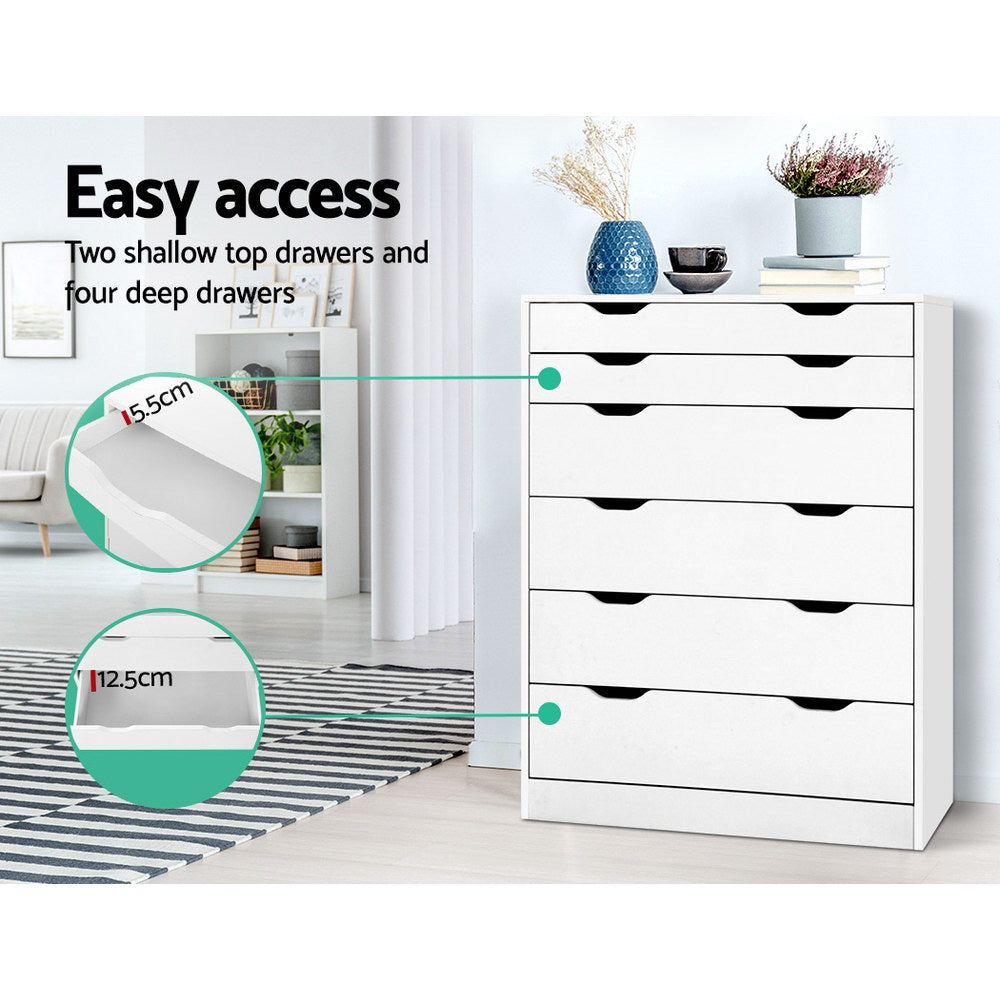 6 Chest of Drawers Myla White Modern Storage Cabinet Bedroom Organizer