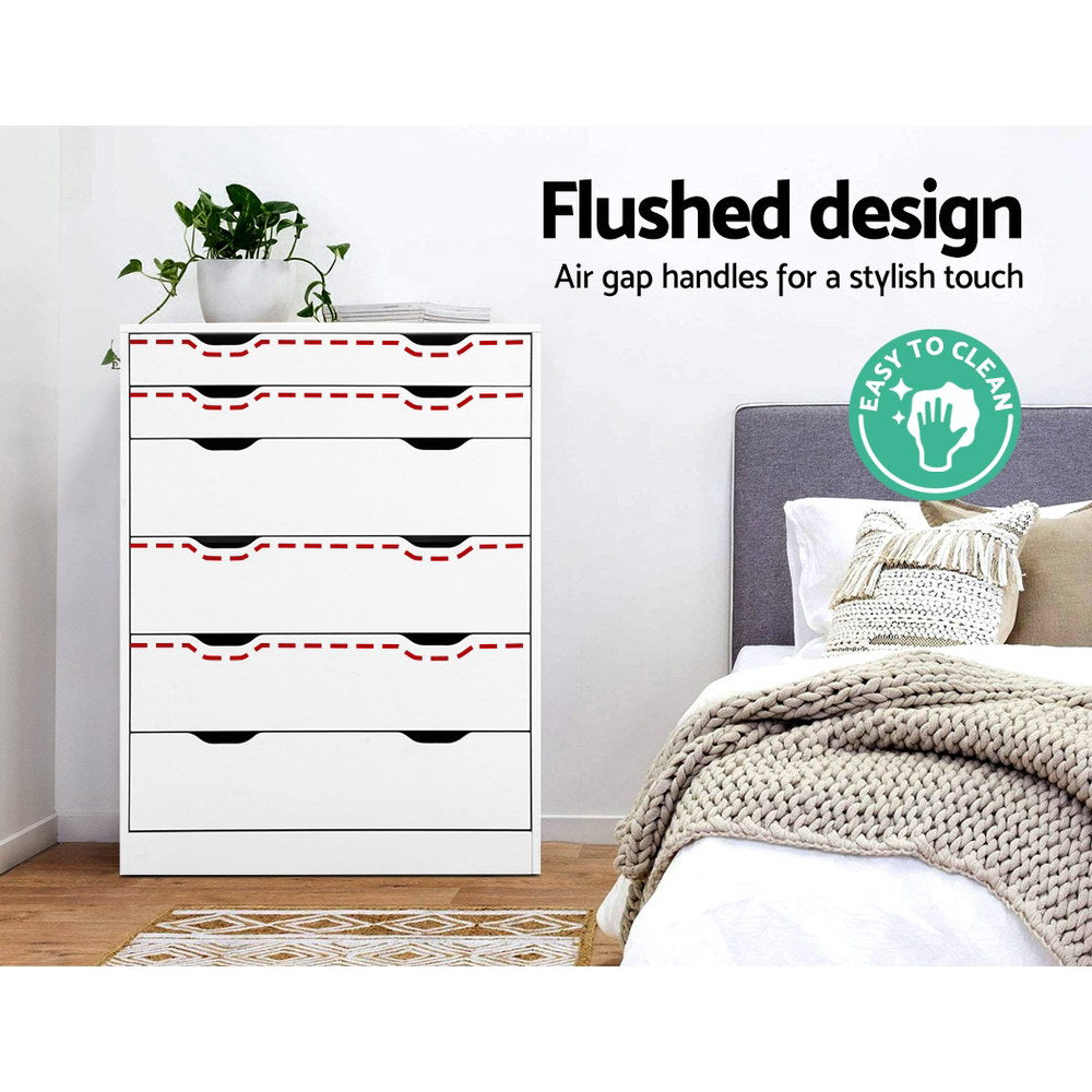6 Chest of Drawers Myla White Modern Storage Cabinet Bedroom Organizer