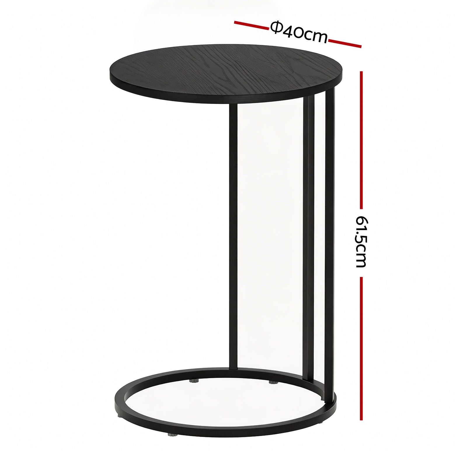 C Shaped Side Table Set of 2 Round Black | Simpledeals
