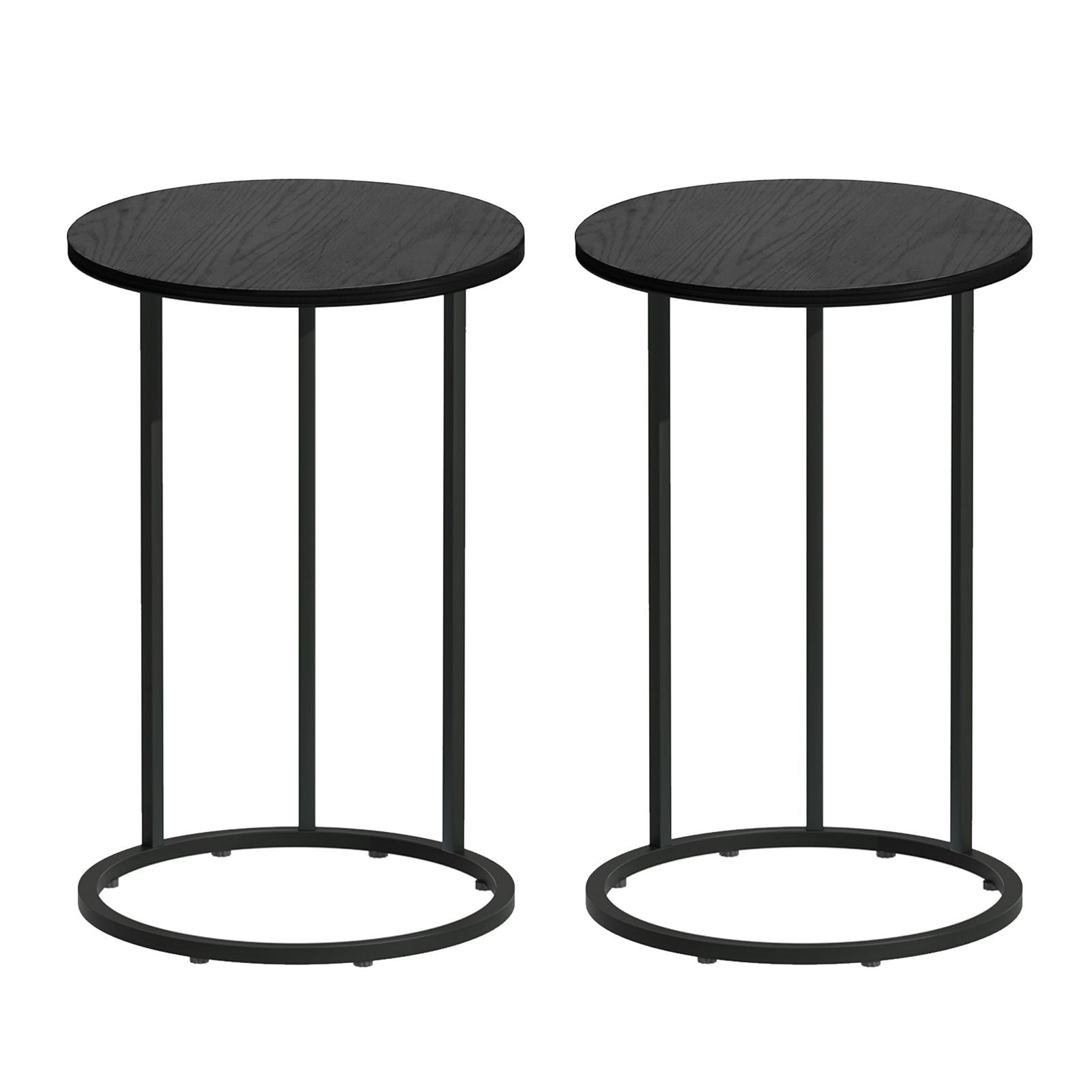 C Shaped Side Table Set of 2 Round Black | Simpledeals