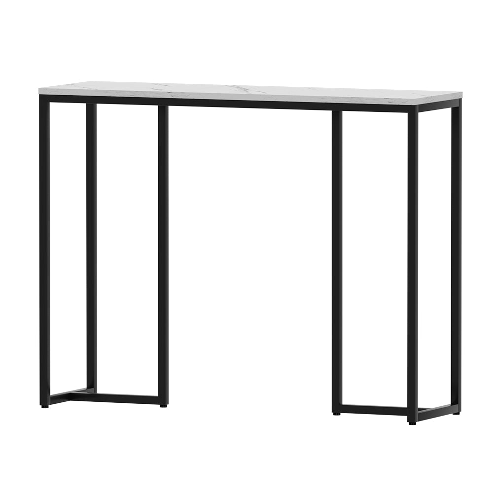 Console Table With Marble Effect Tabletop White Entry Table