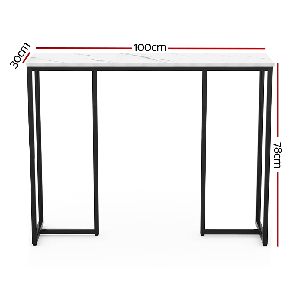 Console Table With Marble Effect Tabletop White Entry Table