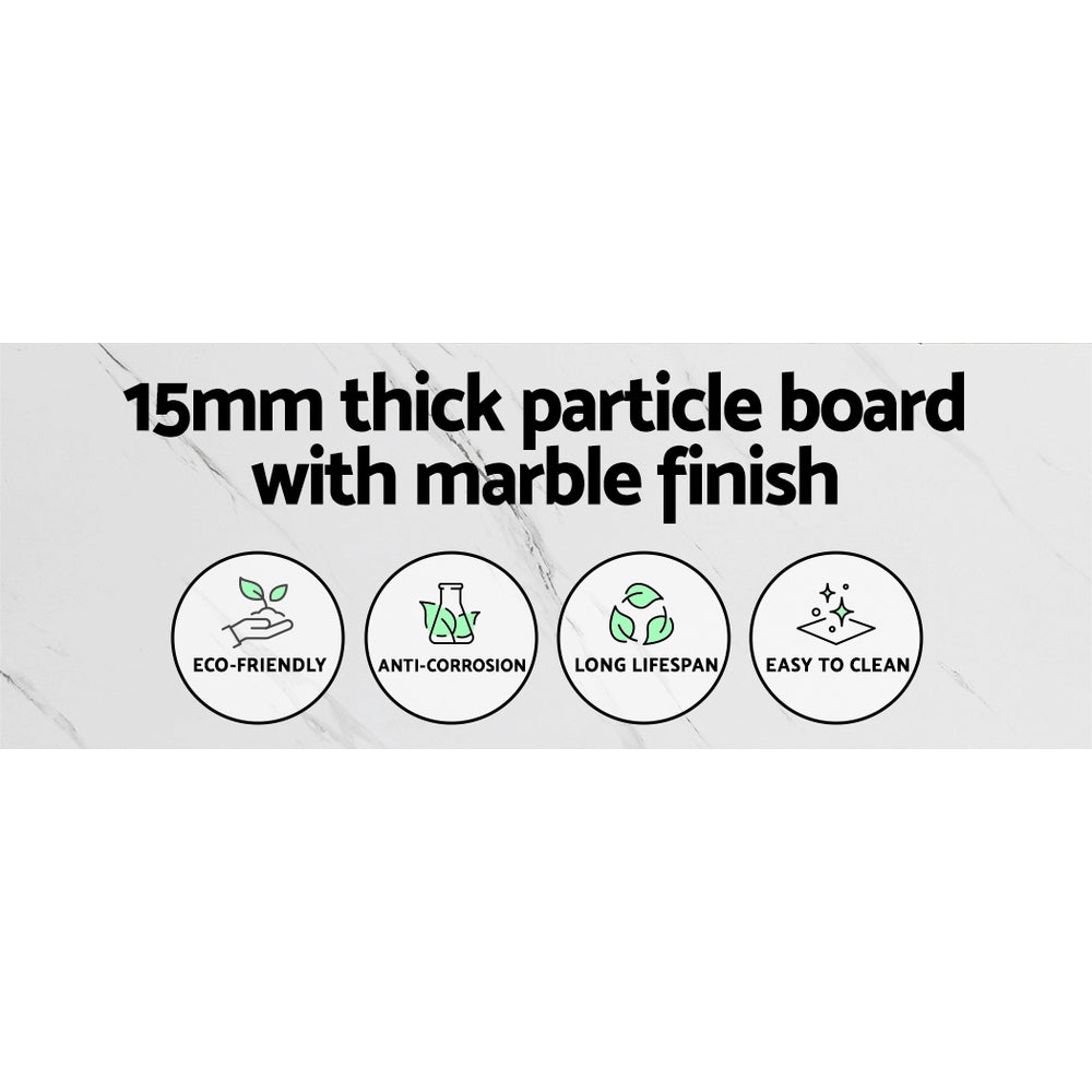 Console Table With Marble Effect Tabletop White Entry Table
