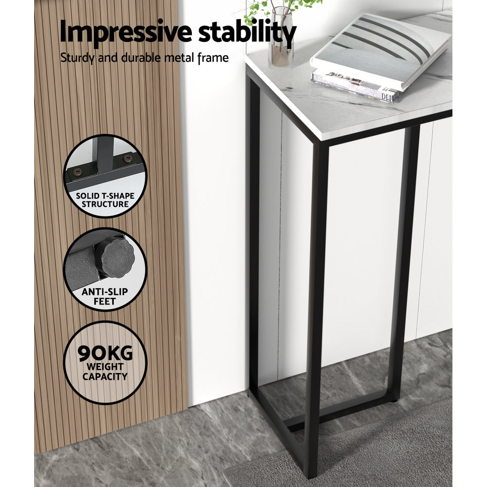 Console Table With Marble Effect Tabletop White Entry Table