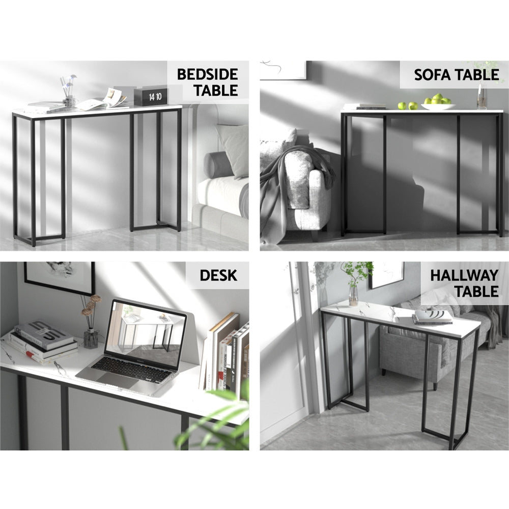Console Table With Marble Effect Tabletop White Entry Table