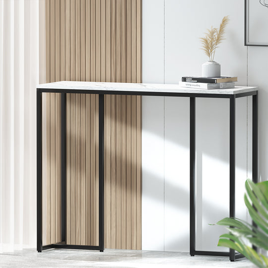 Console Table With Marble Effect Tabletop White Entry Table