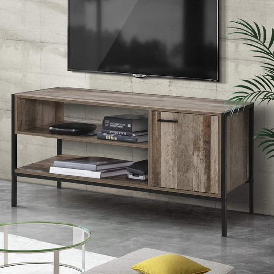 Tv Cabinet Entertainment Unit Stand Storage Wood Industrial Rustic 124Cm - TV Units
