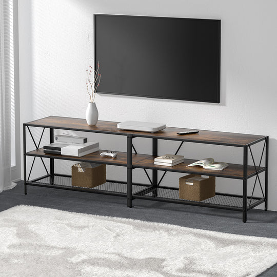 Entertainment Unit Tv Stand 3-Tier Display Shelves Vintage