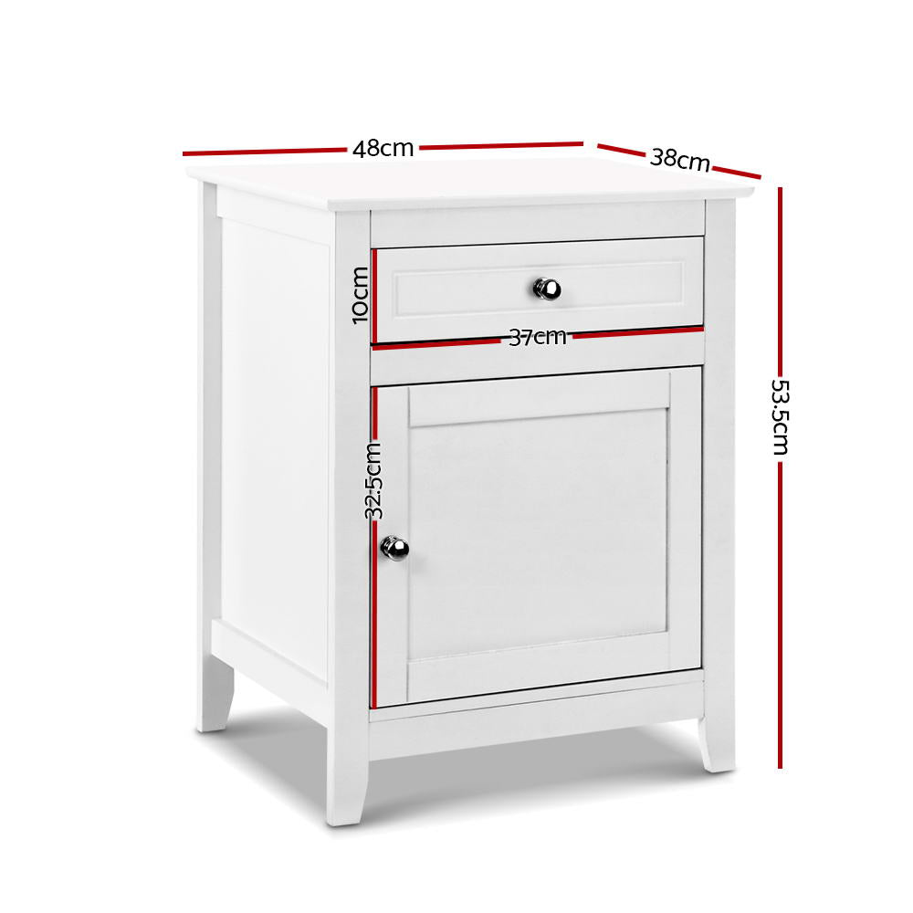 Modern White Bedside Table with Drawers