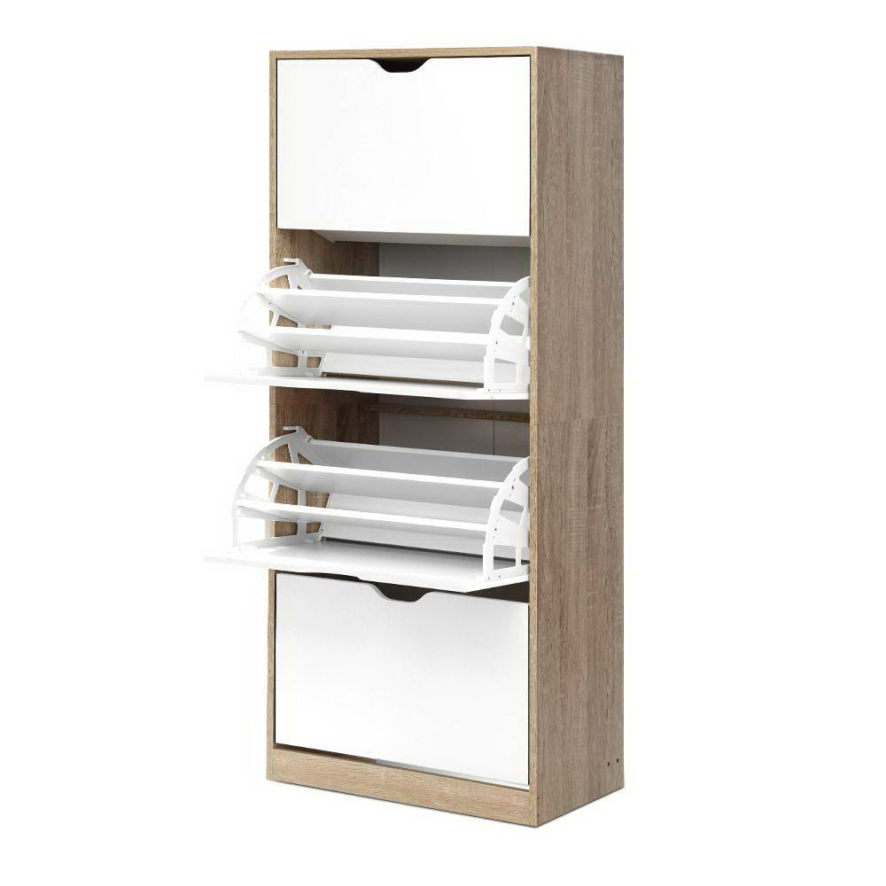 White Shoe Rack Cabinet 60 Pairs Storage Organizer Versatile