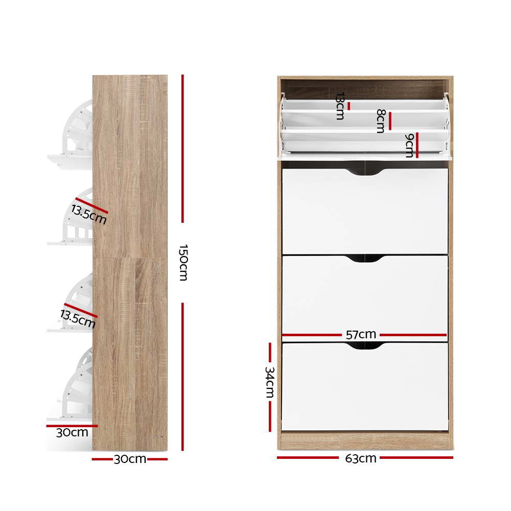 White Shoe Rack Cabinet 60 Pairs Storage Organizer Versatile