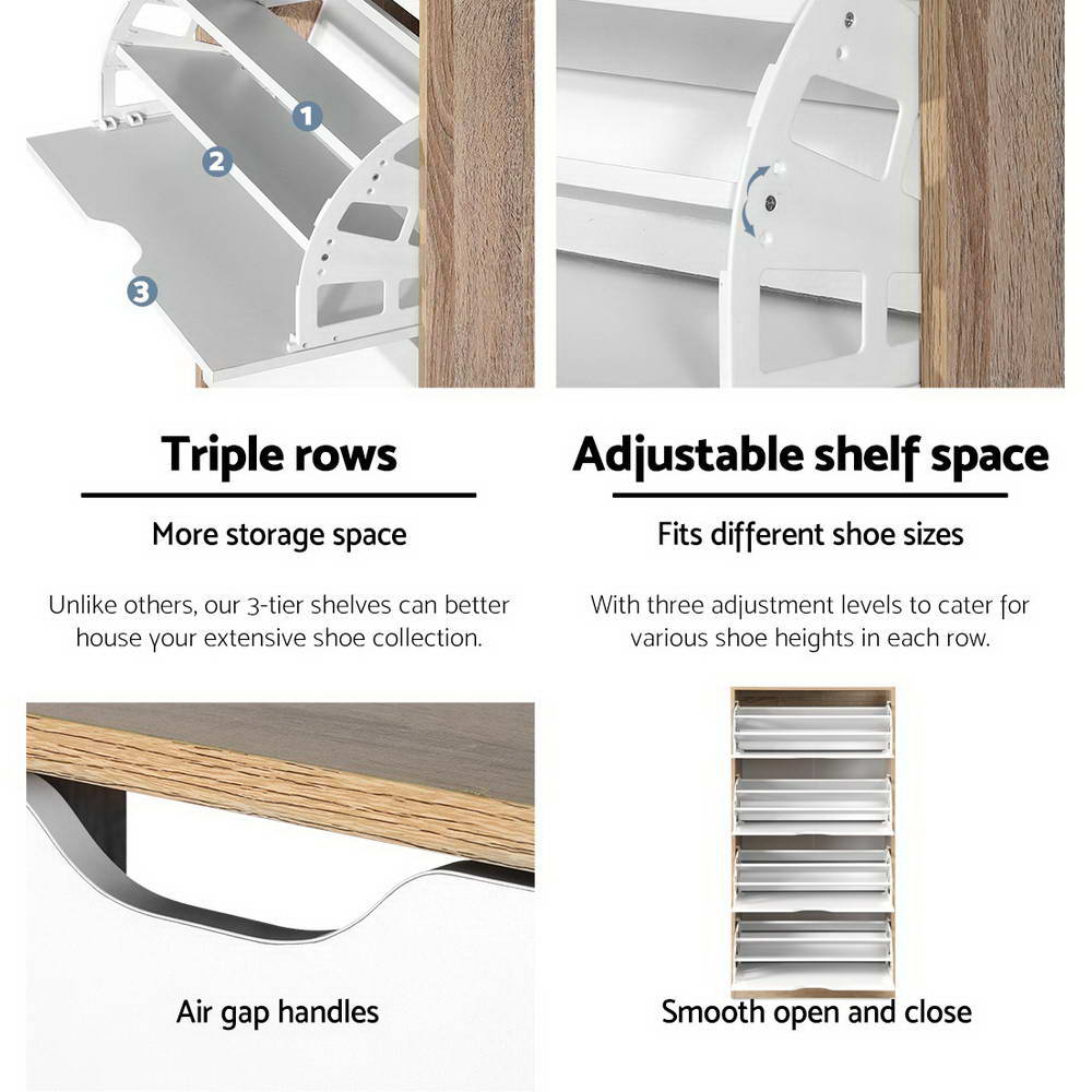 White Shoe Rack Cabinet 60 Pairs Storage Organizer Versatile